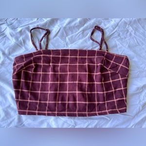 Maroon/Pink Plaid Bralette/Bandeau Top